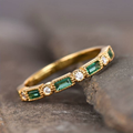 Green Inlaid Zirconia Gold-Tone Ring