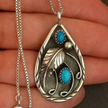 Vintage-Style Blue Stone Drop Necklace