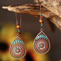 Vintage-Style Colourful Mandala Bronze-Tone Earrings