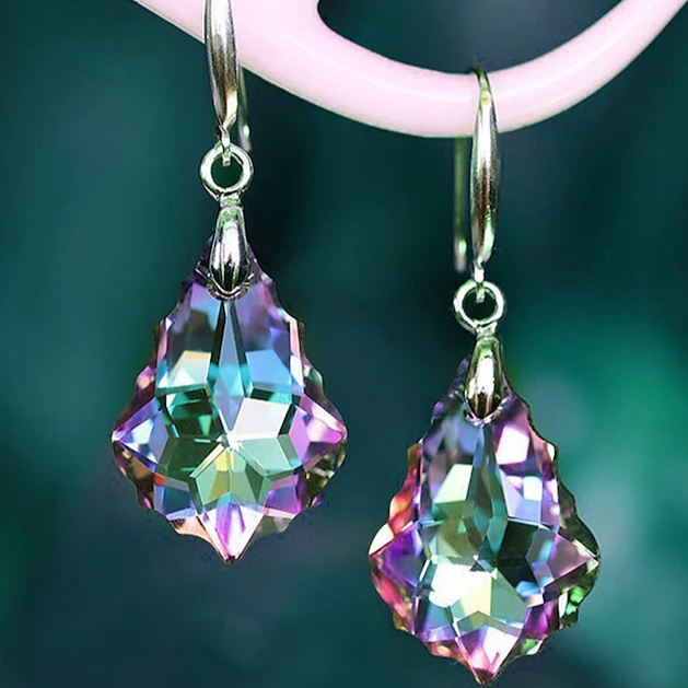 Vintage-Style Colourful Crystal Dangle Earrings
