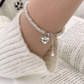 Silver-Tone Chain Bracelet with Heart Charm