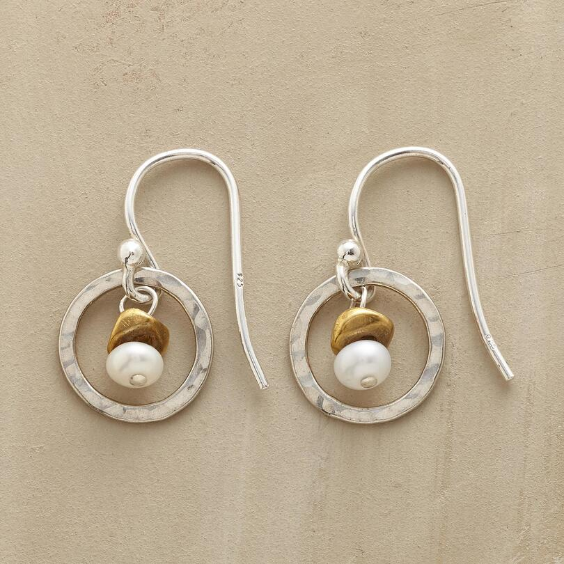 Vintage-Style Round Silver-Tone and Pearl Earrings