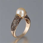 Vintage-Style Pearl Gold-Tone Ring