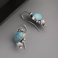 Vintage-Style Sky Blue Stone and Pearl Earrings