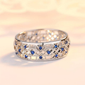 Vintage-Style Bright Blue Zirconia Hollow Ring