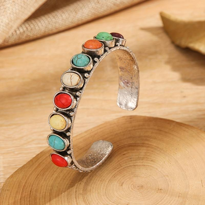 Vintage-Style Colourful Stone Bracelet