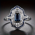 Vintage-Style Blue Crystal Silver-Tone Ring