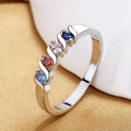 Vintage-Style Colourful Inlaid Zirconia Silver-Tone Ring