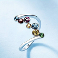 Colourful Crystal Wrap Ring in Silver Tone