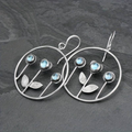 Vintage-Style Blue Crystal Flower Earrings