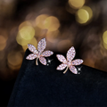 Vintage-Style Bright Rose Flower Earrings