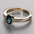 Vintage-Style Blue Inlaid Crystal Gold-Tone Ring