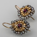 Vintage-Style Gold-Tone and Grey Stone Earrings
