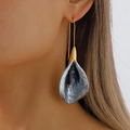 Vintage-Style Blue and Gold-Tone Lotus Earrings