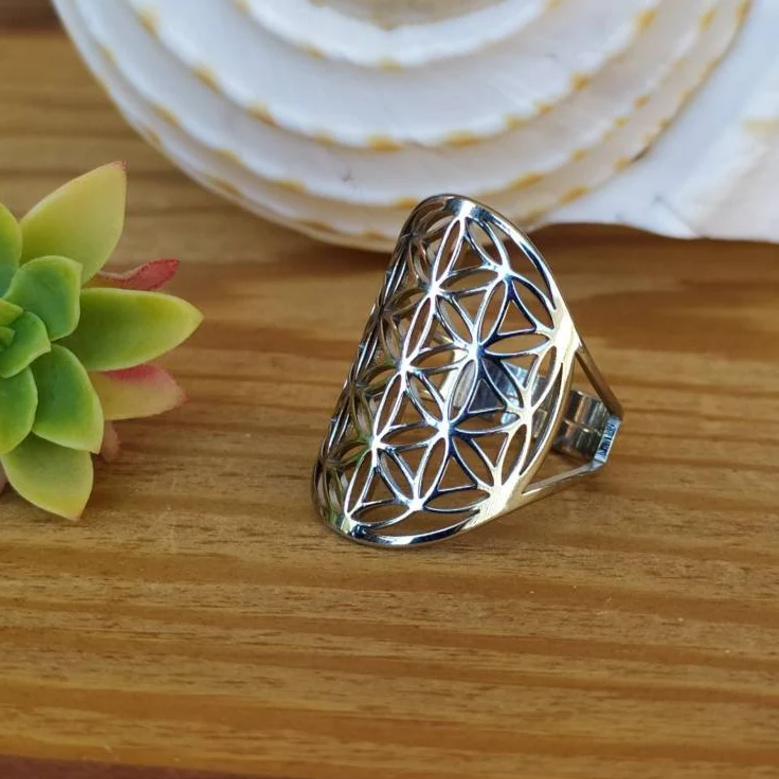 Vintage opengewerkte zilverkleurige ring