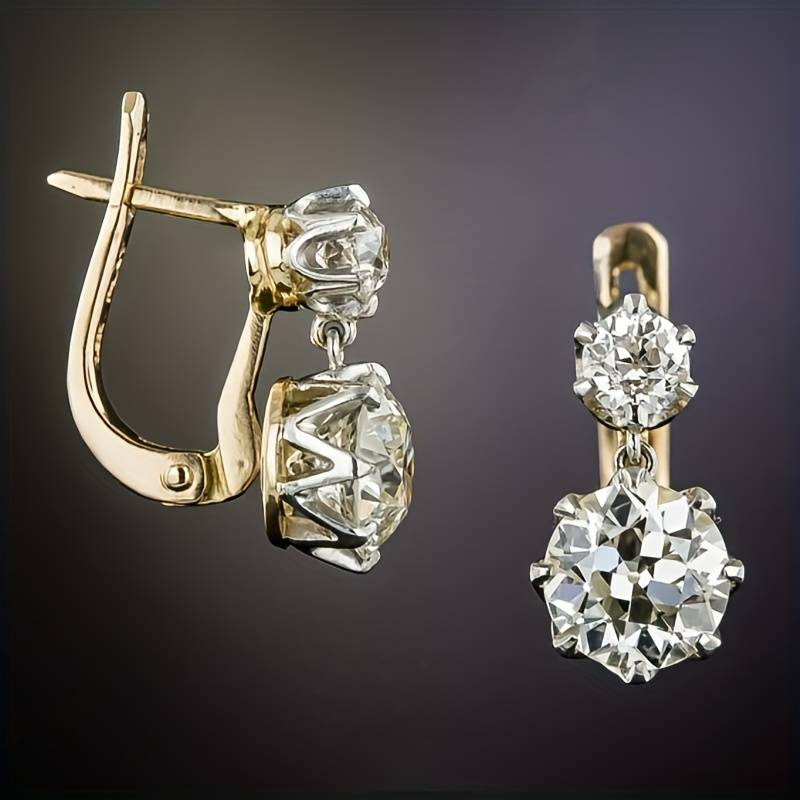 Vintage-Style Gold-Tone and Zirconia Earrings