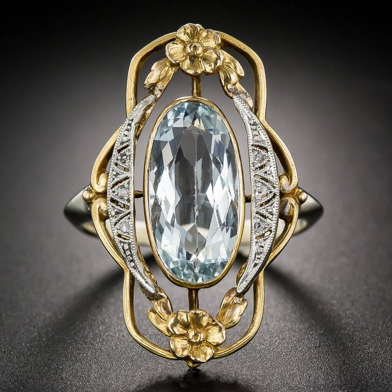 Vintage-Style Gold-Tone and Crystal Ring