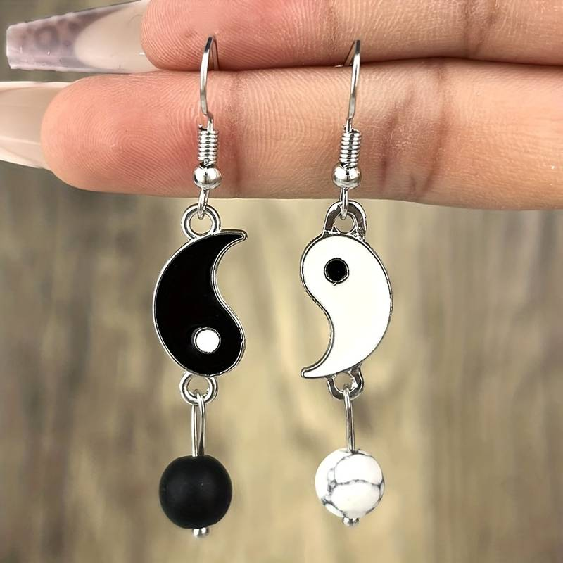 Vintage-Style Black and White Earrings