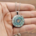 Rund blå mandala-halskæde i vintagestil