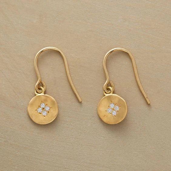 Vintage-Style Gold-Tone Round Zirconia Earrings