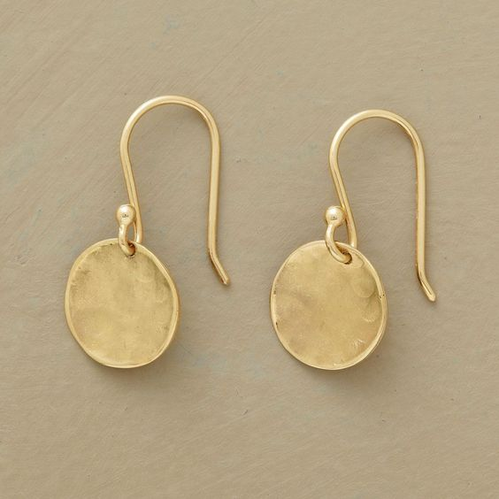 Vintage-Style Round Gold-Plated Disc Hook Earrings
