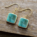 Vintage-Style Turquoise Square Stone Earrings
