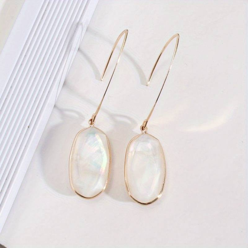 Vintage-Style Dangling White Stone Earrings