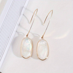 Vintage-Style Dangling White Stone Earrings