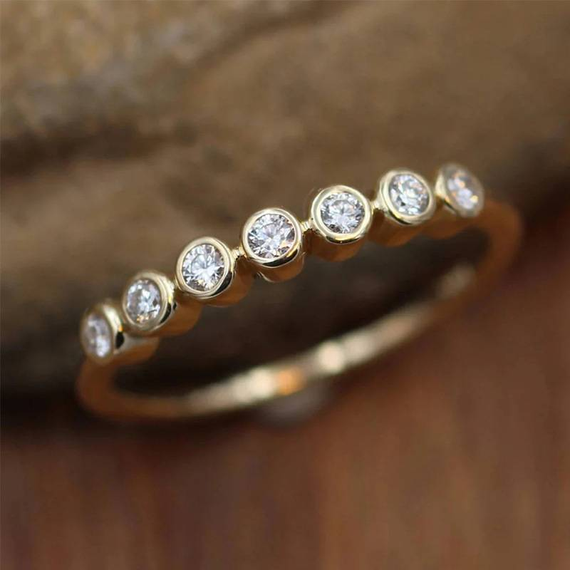 Slim Gold-Tone Band with Inlaid Zirconia Row