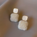 Square Earrings with Pearls
