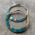 Vintage-Style Blue and Gold-Tone Hoop Earrings