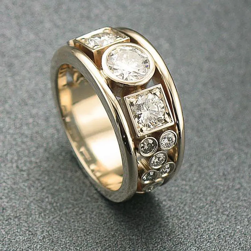 Vintage Multi-Stone Zirconia Gold-Tone Ring