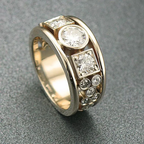 Vintage Multi-Stone Zirconia Gold-Tone Ring