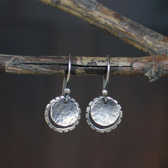 Vintage-Style Silver-Tone Round Plated Earrings