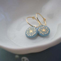Vintage-Style Blue Enamel Dandelion Drop Earrings