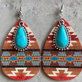 Vintage-Style Turquoise Stone Mandala Drop Earrings