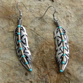 Vintage-Style Turquoise Inlaid Stone Leaf Earrings