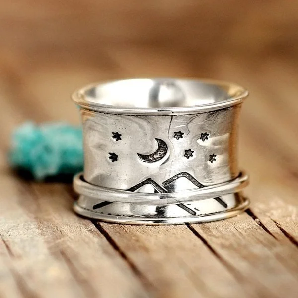 Vintage-Style Starry Night Silver-Tone Ring