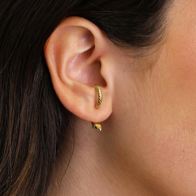 Vintage-Style Gold-Tone Snake Earrings