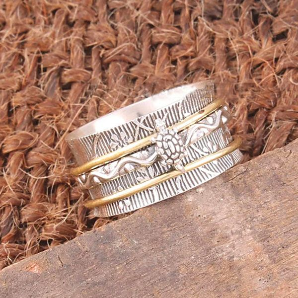 Vintage-Style Turtle Silver-Tone Ring