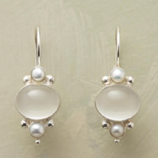 Vintage-Style White Crystal and Pearl Earrings