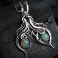 Vintage-Style Blue Opal-Look Tentacle Filigree Earrings