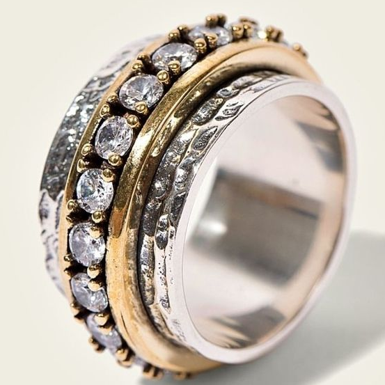 Vintage-Style Gold-Tone and Silver-Tone Zirconia Ring