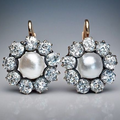 Vintage-Style Star Pearl Zirconia Earrings