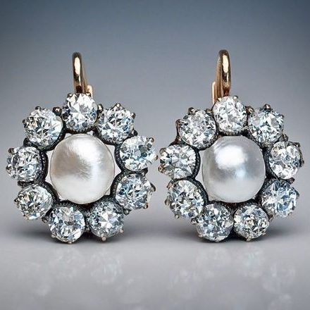 Vintage-Style Star Pearl Zirconia Earrings
