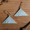 Vintage-Style Blue Triangle Earrings