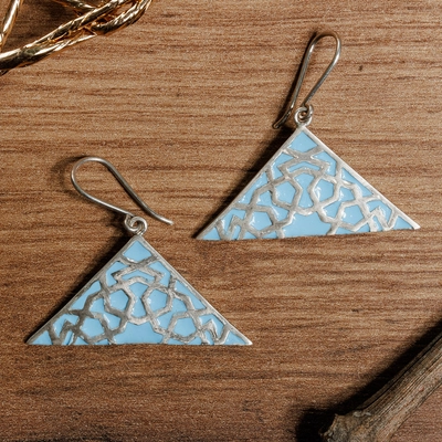 Vintage-Style Blue Triangle Earrings
