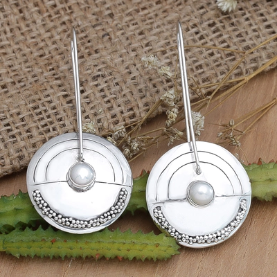 Vintage-Style Silver-Plated and Pearl Earrings