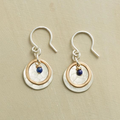 Vintage-Style Blue Stone Gold and Silver-Plated Earrings