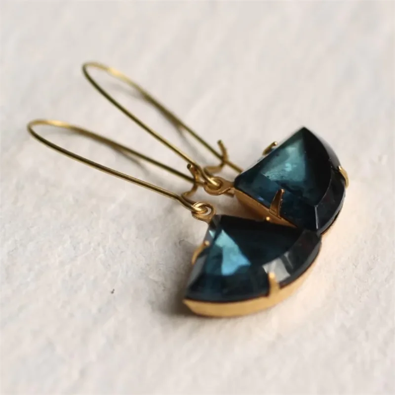 Vintage-Style Blue Crystal Slice Earrings